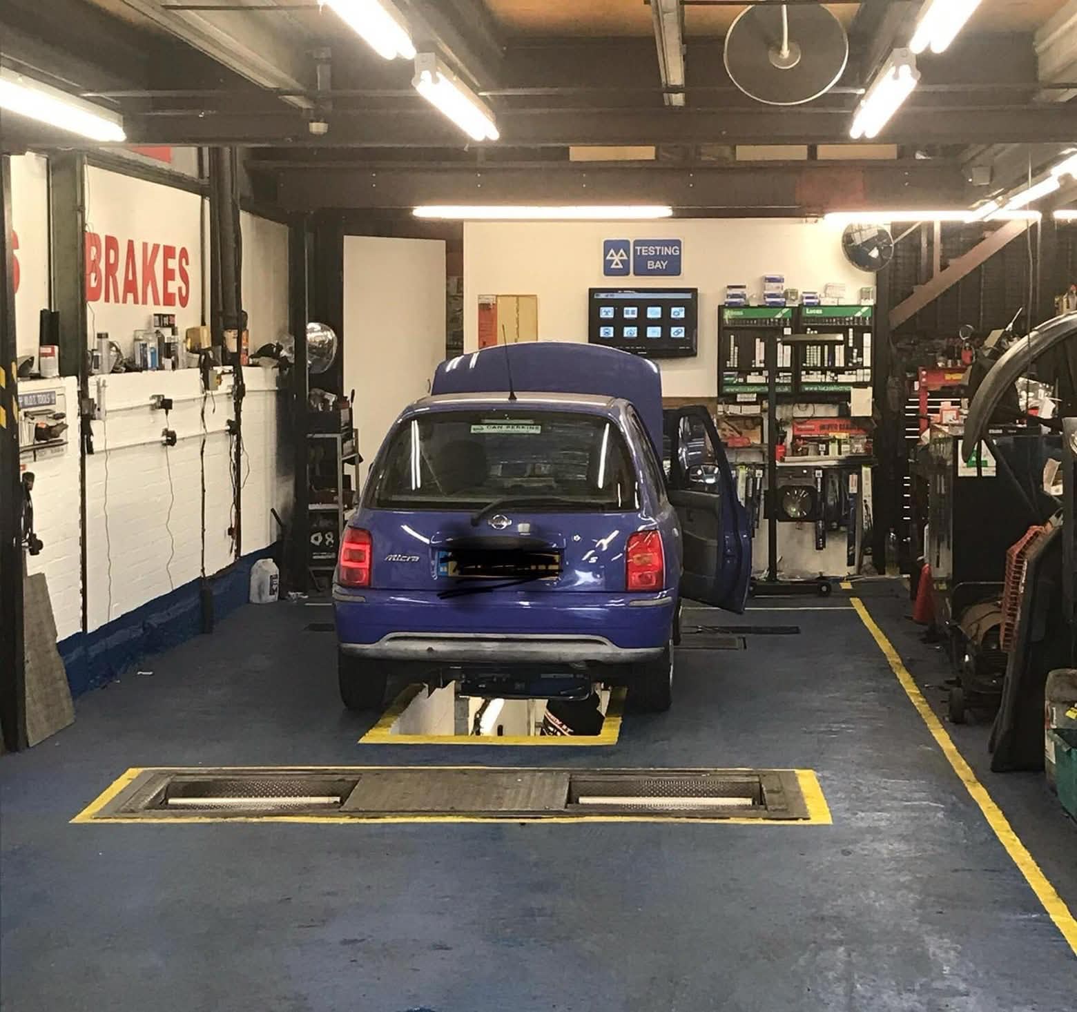 Tyres stacked in the workshop